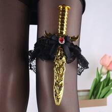 1PC Halloween Medium Adult Makeup Props Pirates Of Caribbean Hat Plastic Knife Sword Black Lace Leg Set