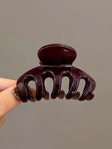 4 piezas/1 pieza 6,8 cm Pinzas de plástico para el cabello de color negro, beige, café, rojo oscuro. Accesorios de cabello elegantes, versátiles y de alta gama de unicolor, adecuados para uso diario, casual, fiesta, viaje, coleta, moño, lavado de cara, maquillaje, combinación de atuendos. Pinzas de belleza para el cabello casual para otoño e invierno. - Multicolor - Ver 9