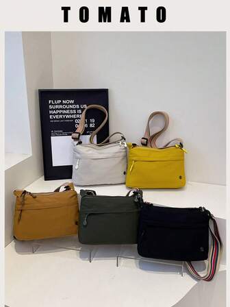 多口袋时尚百搭斜挎包，简约单肩工作通勤包，小众休闲斜挎包