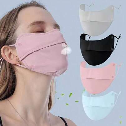 Máscara facial feminina de seda gelada anti-UV de alto valor para proteção solar - fina e respirável no verão + máscara facial de proteção solar leve e respirável para esportes ao ar livre, lavável e reutilizável, rosa