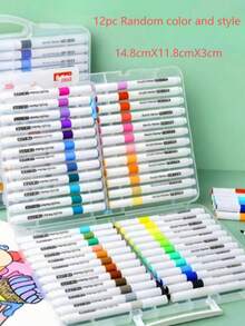 12 piezas Juego de bolígrafos de marcador acrílico redondos navideños, set de pinceles de pintura a base de agua para dibujar, bocetos y crear hermosas obras de arte, oficina, escuela, dibujo, estudiante, marcadores, papelería, niños, niñas, útiles escolares [Estilos de colores aleatorios]