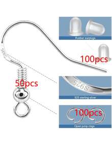 250pcs Silver & Gold Tone Hypoallergenic Earring Hooks Set, Jewelry Making Supplies, Upgraded Premium Earring Making Kit Includes Earring Backs And Connector Rings