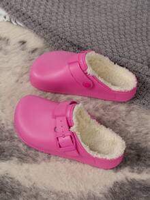 Waterproof Slippers For Toddler Teen And Teen, Fur Lined Wooden Clogs, Winter Gardening Shoes For Crawling Teen, Warm Indoor/Outdoor Teen Mules, Boston Wooden Clogs