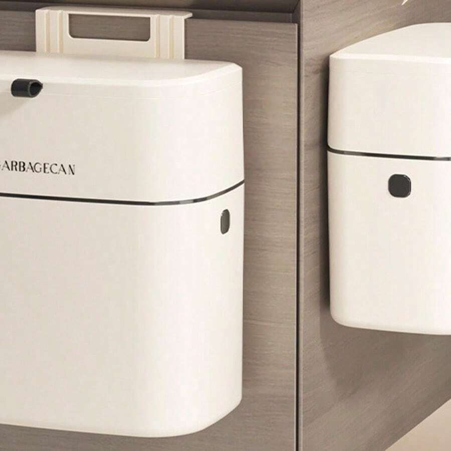 厨房壁挂式垃圾桶，浴室悬挂式垃圾桶（带滑动盖），大容量带盖垃圾桶，储物桶 - 彩色 - 查看 1