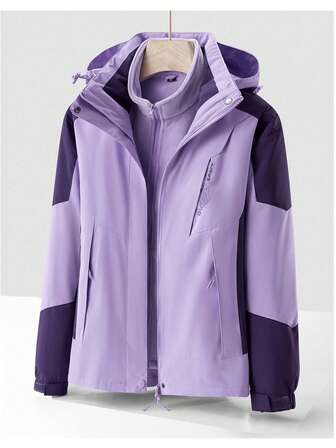 女士户外轻便三合一保暖防风夹克，冬季滑雪