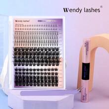 Lash Clusters Kit Using At Home: Eyelash Extensions, Ultra - Light, Natural, Fluffy, Wispy, Waterproof, Anime, Manga, Eye, D Curl, 16 - 20mm, C3+C9, FT126