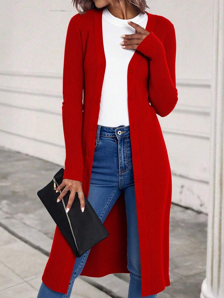 Women Knit Tops - Red - View 1