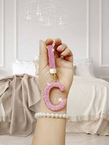 Sparkling Rhinestone Alphabet Keychain - Lucky Crystal Pendant, Shiny Alloy Charm For Bags & Backpacks - Perfect Gift For Birthdays & Special Occasions,Key Chain Ring Bag Backpack Charm Car Hanging Pendant Women Girls Gift,Wallet And Handbag Accessories, Alphabet Initial Letter A-Z