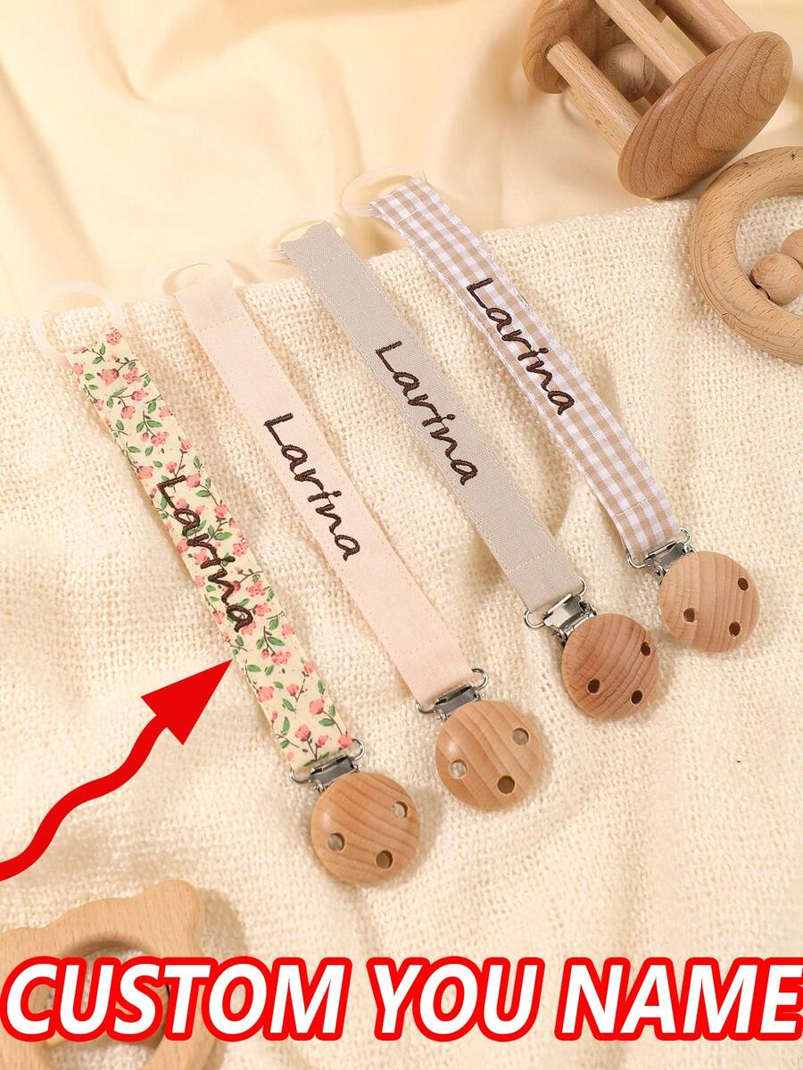 2 piezas Clip personalizado para chupete de bebé con estampado de lunares lindos, patrones personalizados para niños y niñas, clip universal para chupete de bebé, - Multicolor - Ver 1