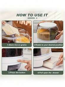 VOOVA 1PC Rotating Food Dispenser, Kitchen Grain Sorting Dispenser, Multi-Purpose Living Room Snack And Candy Classification Storage, Large-Capacity Storage Bucket With Multiple Compartments, Suitable For Candies And Small Food Particles. - White - View 7