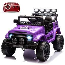 Huisuilinss Kids Ride On Truck,12V Ride On Car,Electric Car With 5MPH Max Speed,Remote Control,Steering Wheel,Accelerator Pedal,Treaded Tires,Music,Ride On Toy For Kids Ages 37-96 Months - Màu tím - Xem 8