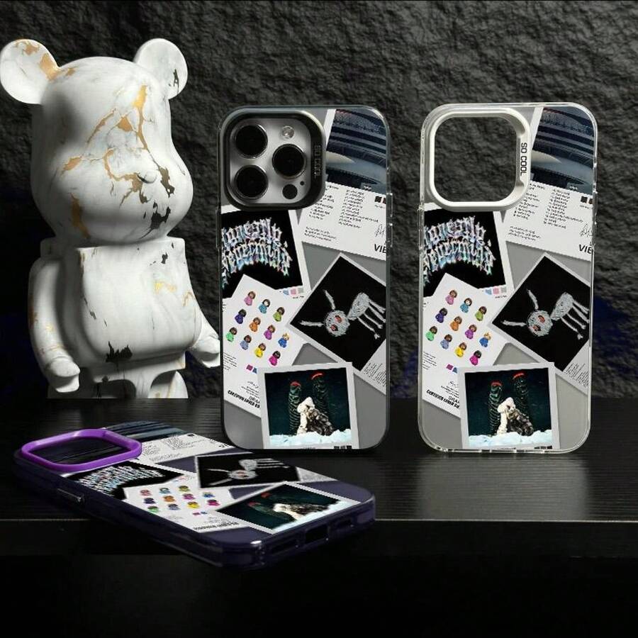 Funda de silicona transparente a prueba de golpes para 16 15 14 13 12 con cubierta de álbum y lista de canciones de Drake - Negro - Ver 1