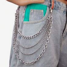 1pc Punk Style Hollow Star Decor Pant Chain, Multi-Layer Metal Chain Waist Belt Accessory, Suitable For Daily Wear, Fashion Matching, School, Halloween, Summer, Autumn