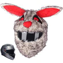Cubierta de Casco de Motocicleta, Cubo Caricatura esponjosa del Cubierta Casco Conejo para Accesorios Protectores para la Cabeza Cara Completa para Fiestas Motocicletas, Uso Dia - inicial - Ver 1