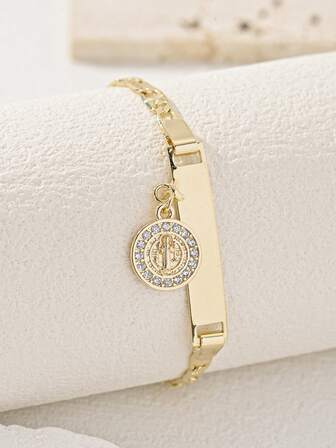 1pc Classic Copper Chain Bracelet, Fashionable Bracelet For Women, Suitable For Street, Party, Holiday, Date, Daily Decoration/Gift, Unisex Chain Bracelet, Suitable For Gifting And Daily Wear, Suitable For Women, Commute, Date, Party, Holiday, Gift For Girlfriend And Mother, Teacher Birthday Gift