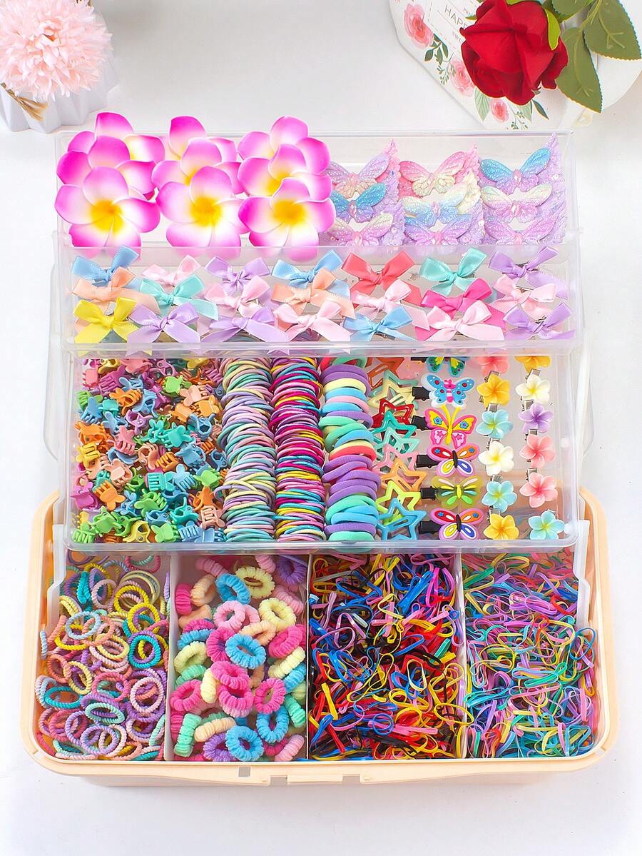 906pcs/Set Multicolor Casual Hair Accessories Set, Includes Chrysanthemum Hair Clips, Colorful Bow Hair Clips, Bow Hair Clips, Leather Hair Clips, Hair Ties, Scrunchies, Star Hair Clips, Small Chrysanthemum Hair Clips, Hair Elastics, Essential For Personalized Hairstyles For Women