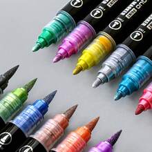 12/24/48 Metallic Marker Set, Dual-Tip Acrylic Markers For Black Paper, Scrapbooks, Photo Albums, Rock Painting, DIY Arts And Crafts, Card Making, Scrapbooking Supplies