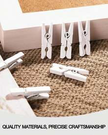 ALQD Clothes Pins Wooden Clothespins Photo 1 Inch 150 PCS Tiny Wood Clips Close Pins Clothing Hanging Classroom Crafts (Black) - White 150 Pcs - 查看 6