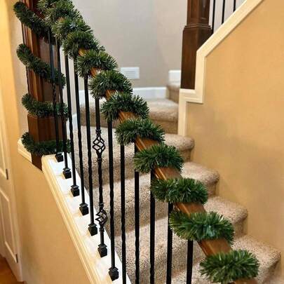 1 rollo de tiras de piel artificial de Navidad, corona de Navidad de ratán verde para decoración de boda y fiesta, decoraciones navideñas para el hogar, regalos de Navidad, decoración navideña