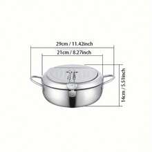 Friteuse Tempura en acier inoxydable, poêle à huile 1 unité avec couvercle et poignée, ustensiles de cuisine pour poulet frit, frites, crevettes, poisson - 1 - Voir 2