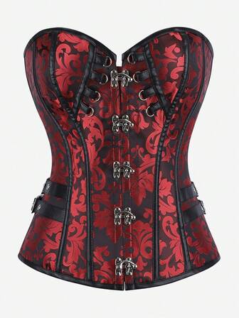 Steampunk Corset, Vintage Gothic Style Bustier, Front Punk Lace-Up Waist Trainer, Costume For Palace, Masquerade, Halloween Cosplay