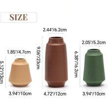 DCeramic Vase Set Of 3 Modern Multicolor Pattern Flower Vases For Home Decor Office Centerpieces Boho Farmhouse Style  Orange10 - Redgreenorange - View 6