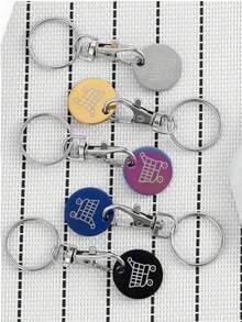1pc/3pcs Shopping Cart Token Supermarket Trolley, Metal Stainless Steel Keychain, Keyring Decoration With Trolley Unlocking Key, Keyring Accessory