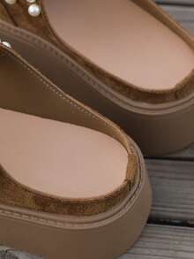 Perlenschlaufen-Schlupfschuhe mit Schleife, retromodische bequeme Flache Schuhe, modische vielseitige Dicksohlen-Flats, Herbst/Winter Neuer Stil