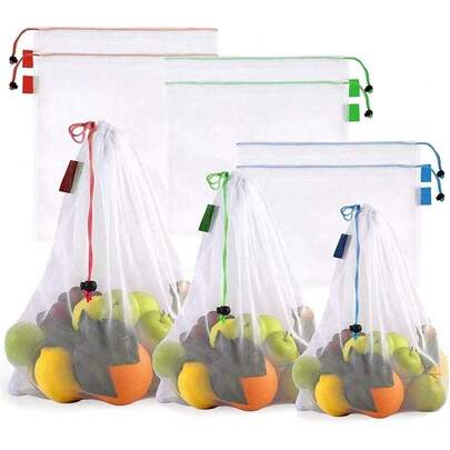 ¡RecomendadoVERALY.MX Set 12pzs Bolsas Ecológicas Reutilizables Malla Lavables Para Guardar Fruta Verduras Super¡Top de Temporada