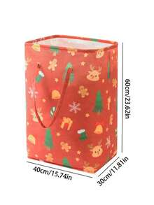 1 件圣诞洗衣篮，大容量储物袋，整理箱，适用于存放衣服、礼物等，用于节日装饰和存储，大容量，厚实，红色和绿色