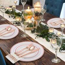 مجموعة أدوات المائدة بلون الذهب الوردي 150/75/50/30/25/15/10/2 قطعة، شوك السلطة وملاعق، مناسبة للكيك والحلويات والسلطات والبرغر، رائعة لحفلات عيد الميلاد والأعراس والمطاعم والحفلات المناسبات، ديكور عيد الميلاد وعيد الشكر والسنة الجديدة