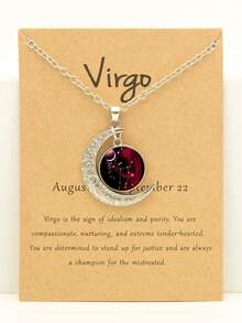 1pc-12pcs Retro Luminous Moon 12 Zodiac Signs Pendant Necklaces, Party Birthday Gifts & Daily Wear