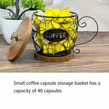 Large & Small Size Woven Wood & Iron Wire Art Coffee Basket, Kitchen Coffee Corner/Dining Table Decor