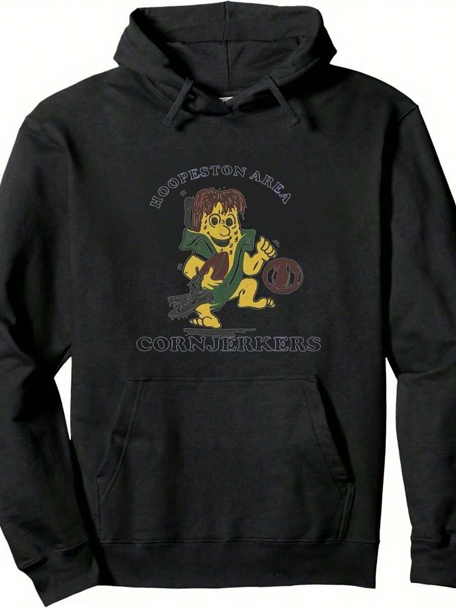 CORNJERKERS GRAPHIC HOODIE Unisex Black Sweatshirt With Lion And Corn Design Exclusive Fashion Top Quality Pullover - 黑色 - 查看 1
