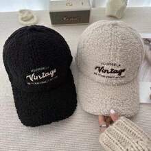 1pc Unisex Faux Fur Baseball Cap, Fashionable Warm Thick Plush Snapback Hat For Autumn/Winter