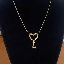 1 Piece Of Fashionable And Simple Stainless Steel Hollowed-Out Heart A-Z,26 English Letter Pendant Titanium Steel Necklace, Female Surname Collarbone Chain, A Niche And Light Luxury Gift For Best Friends, Family And Loved Ones On Festivals! Suitable For Daily Casual Wear Of Necklace Jewelry