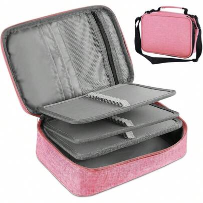 Estuche para Lapices, 72 Ranuras Lapiceras Organizadoras, Estuche para Plumones, Multifuncional Lapicero de Gran Capacidad con 2 Fundas Extraíbles, Lapicera para El Hombro Desmontable (Rosa)