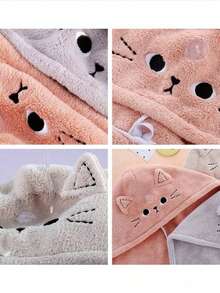 Serviette de cheveux mignonne en forme de chat pour femmes, turban en microfibre séchage rapide, serviette torsadée ultra-absorbante pour cheveux longs et bouclés, accessoire de bain et de douche doux (design de dessin animé, sans frisottis, séchage en douceur). Serviettes de douche pour salon de beauté, hôtel, sport, essentiels de la maison, serviette, soins de la peau