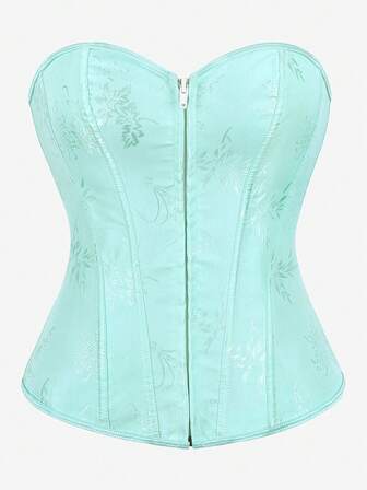 带拉链的束胸上衣，背部系带，花卉印花，女士无肩带紧身胸衣，紧身塑身衣，适合服装、化妆舞会、万圣节