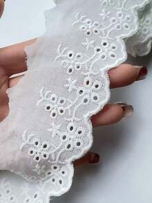 1 Yard Cotton Hollow Embroidered Lace Trim Fabric, Suitable For Clothing, Home Textiles, Tablecloths - White - View 9
