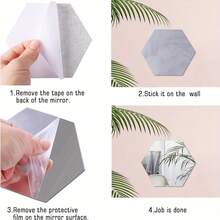 12/24/48pcs 3D Geometric Hexagon Acrylic Mirror Wall Stickers, Removable Decorative Mirrors, Hexagon Art Decor, For Home Decor, Stickers, Wall Decor, Self-Adhesive & Reusable, Shiny Feature, Glossy, For Home Decor, Room Makeover, Modern Home Decor, Renew Your Home, Rama Decor Sticker Gift Birthday Graduation Wall Decor Room Decor Wall Mirror Bathroom Decor Living Room Decor Bedroom Decor Kitchen Decor