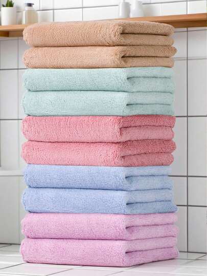 8pcs Quick Dry (Lightweight) High Absorbent Hand Towel Set, Lightweight Super Soft Fiber Material, Solid Color Soft And Comfortable, Suitable For Bathroom, Kitchen, Multi-Purpose (13.8*29.5Inch, Multiple Colors) Shower Towels For Beaty Salon, Hotel Sports,Home Essentials, Towel, Skin Care