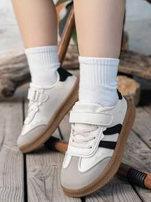 1 双女童休闲运动鞋，软底秋季运动跑步鞋，低帮复古运动鞋 - 米色 - 查看 4