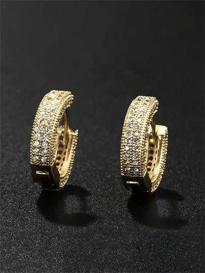 1 Par de Conjunto de Joias Unissex Hipoalergênico de Liga de Cobre Brilhante Estilo Punk Rock, Adequado para Casais, Uso Diário e Festas