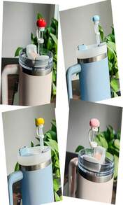 HOMDSG 4 Pack Silicone Cowboy Hat Straw Covers Cap Compatible With Stanley Cup 30 40 Oz, Cute Funny Tumbler Straw Topper Accessories For Man &Amp; Woman Christmas Gift - ColorC - View 2