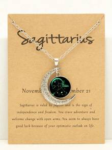 1pc-12pcs Retro Luminous Moon 12 Zodiac Signs Pendant Necklaces, Party Birthday Gifts & Daily Wear