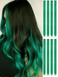 8 PCS Colored Clip In Hair Extensions 20 Inch Long Multi Color Party Bright And Vibrant Rainbow Hair Extensions Synthetic Colored Wigs For Halloween Parties At Music Festivals