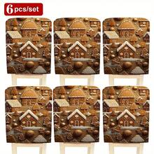 1 buc/4 buc/6 buc/10 buc Husă de scaun scurtă din pluș cu imprimeu de omuleț de turtă dulce, brad de turtă dulce, husă detașabilă pentru scaun din material pluș scurt, husă de protecție pentru spătar, potrivită pentru toate anotimpurile, husă de scaun pentru decor de sărbători pentru sufragerie, sufragerie, scaune de casă, cu protecție pentru spate, aplicabilă în restaurante, birouri, sufragerii, hoteluri și decor interior