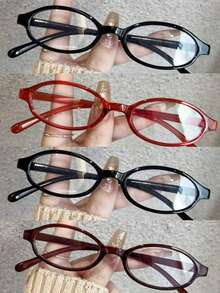 1 件女士时尚优雅椭圆形眼镜框，轻巧便携，精致展现独特风格 - 無色 - 查看 7