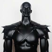 1pc Medieval Warrior Chest Harness, Adjustable PU Leather Shoulder Armor With Waist Belt, Suitable For Halloween Party - Multicolor - View 7